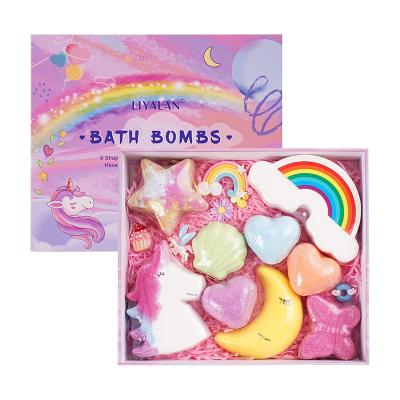 China Rainbow Bath Bombs New Cute Luxury Natural Organic Rainbow Unicorn Bath Bomb Gift Set Rich Bubble Bathbomb 9Pcs/Sets Vegan for sale