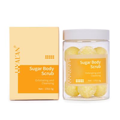 China Exfoliator Recommend Bulk Flavor Natural Facial Body Vegan Fruit Exfoliator Cubes Foaming Ball Sugar Scrub for sale