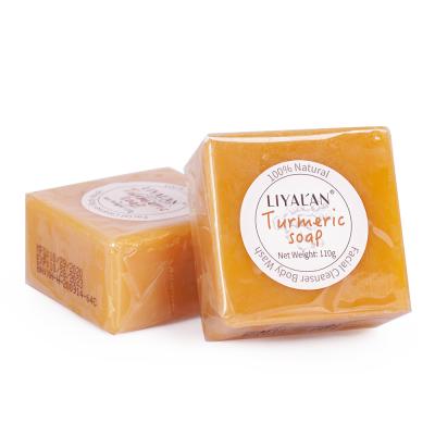 China Best Cleansing Foundation Face and Body Whitening Anti Acne Natural Organic Turmeric Handmade Herbal Soap for sale