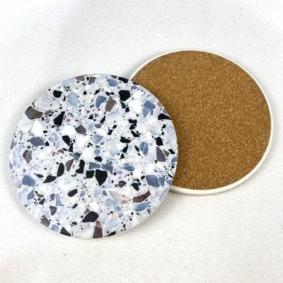 China Amazon Custom Stone Viable Hot Selling Ceramic Coasters With Metal Stand , Marble Ceramic Coaster Set for sale