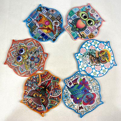 China Viable Good Quality UV Printing Ceramic Coaster With Owl Shapes Absorbent Coasters For Promotional Mug Drinks for sale