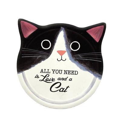 China Cat Shape Custom Ceramic Coasters viable for drinks mats on the desk for the kitchen for sale