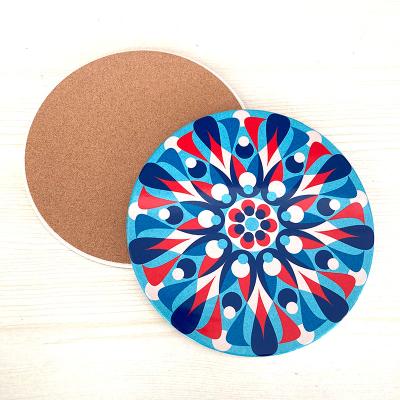 China OEM Bohemia Round Dining Table Sublimation Printing Waterproof Matte Tripod Pot Mats&Pads Ceramic Place Mat for sale