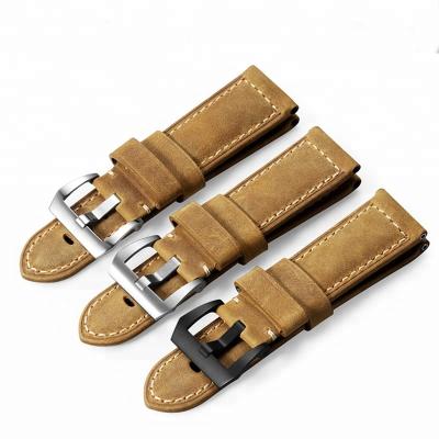 China 22mm 24mm 26mm Assolutamente Genuine Leather Leather Watch Band With Pre-v Buckle Watchband For Panerai for sale