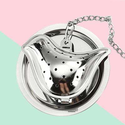 China Foreign trade viable 304 stainless steel bird-shaped tea ball with chain creative tea insulation tea sieve for sale