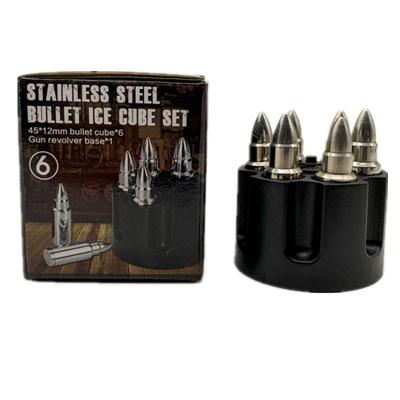 China Amazon Viable Export Stainless Steel Bullet Ice Cubes Red Wine Whiskey Gold Bullet Creative Custom Creative Stainless Steel Ice Cube for sale