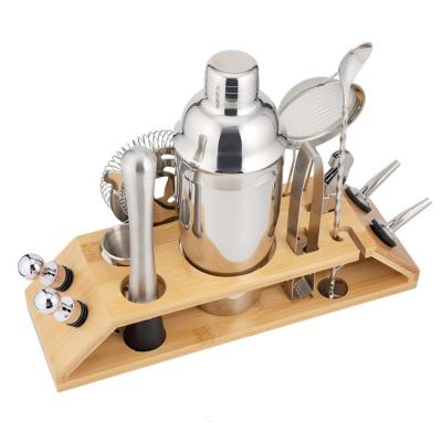 China 500/750ml Factory Direct Professional Bar Tools Set Viable Bamboo Wooden Cocktail Shaker Cocktail Shaker Kit for sale