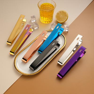 China Gold Stainless Steel Sugar Ice Cube Tongs Mini Kitchen Viable Metal Serving Tongs Cut Ice Tongs for sale