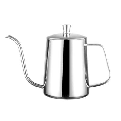 China Viable Silver Color 600ml 304 Stainless Steel Material Gooseneck Kettle Pour Over Coffee Pot for sale