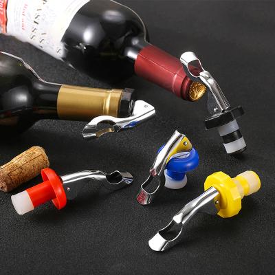 China Sustainable Manual Squeezing Wine Bottle Stopper Bar Accessories Silicone Wine Bottle Stopper Stainless Steel for sale