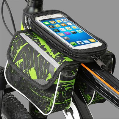 China High Quality Double Handheld Portable Front Frame Bag Tube Pannier Bike Recycling Pouch For Cell Phone Bicycle Accessories Riding Bag for sale