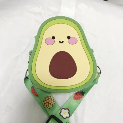 China Cute Soft Cute Fruit Avocado Cartoon Coin Purse Silicone Rubber Wallet Pocket Coin Purse With Cross - Body Strap For Kids Gift for sale