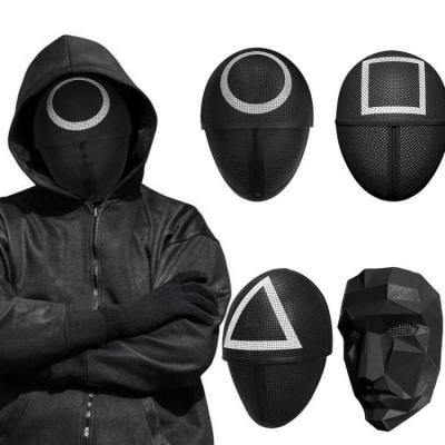 China 2021 Plastic Reality Survival TV Cosplay Props Halloween Masquerade Props Round Triangle Square Squid Game Masked Man Masks for sale