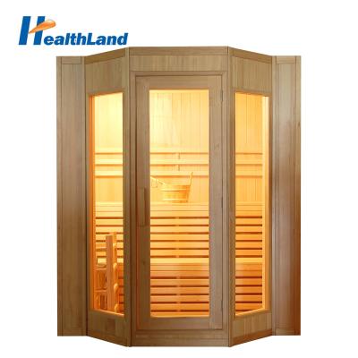 China Solid Wood Traditional Computer Control Panel Hexagon Finland 4 Person Steam Sauna Rooms for sale