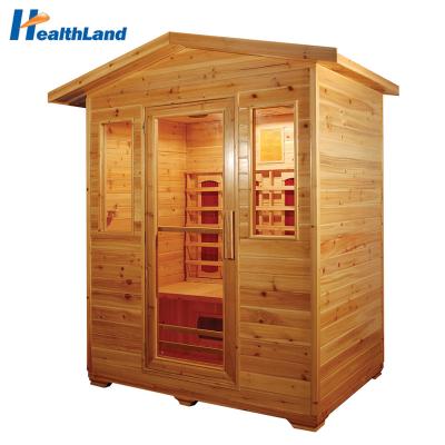 China Computer Control Panel Healthland 4 Person Wooden Outdoor Fir Far Infrared Sauna for sale