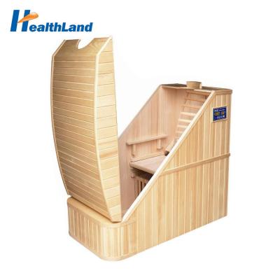 China Wooden Computer Control Panel One Person Half Body Steam Sauna Box for sale