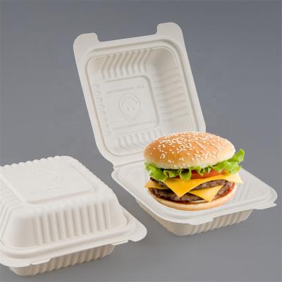 China Biodegradables Square Fast Food Food Packaging Heatable Custom French Fries Hamburger Box With Logo for sale