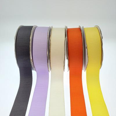 China Custom Made High Tenacity High Density Color Garment Gift Wrap Decorative Polyester Grosgrain Ribbon for sale