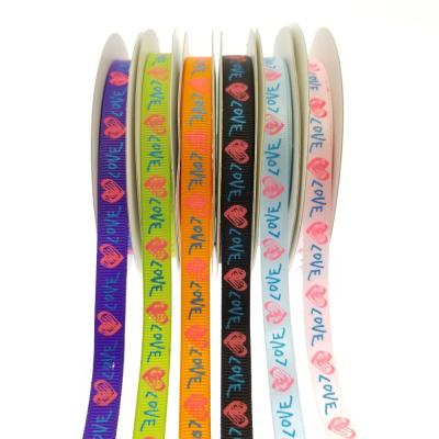 China Simple Fancy Silk Screen Silk LOVE Printing Ribbon For Valentine's Day for sale