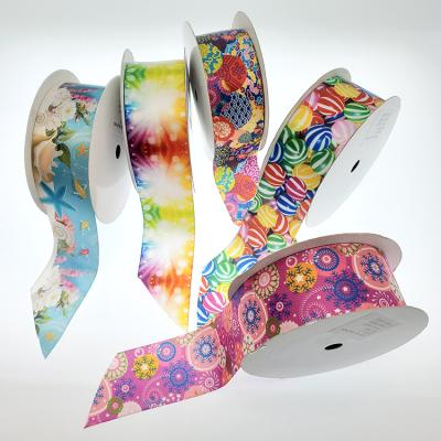 China New Multi Color Polyester Polyester Woven Decorative Single Face Satin Digital Printing Ribbon Ribbon Trimmings for sale