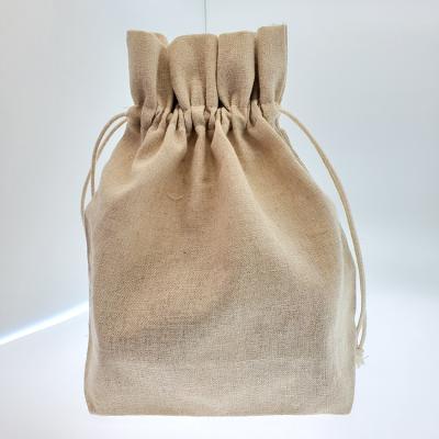 China Advanced Color Fancy Gift Silk Screen Nature Cotton Packaging Gift Pouch Drawstring Bag With Bottom for sale