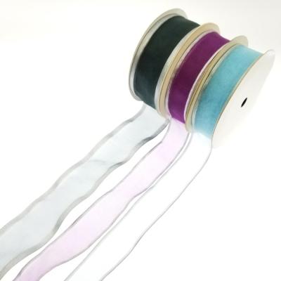 China Gold Silver Organza Sheer Sufficient Ribbon With Nylon Organza Edged Sheer Ribbon For Gift Wrapping Wrapping Solid Ribbon for sale