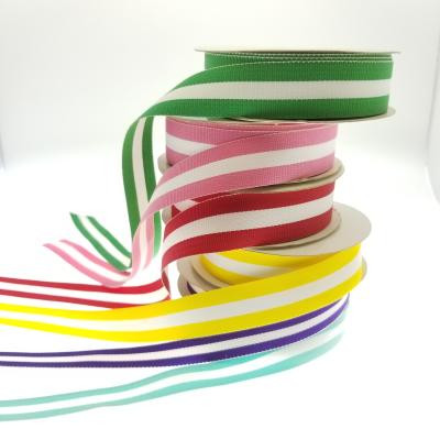 China Crazy Sale Stripe Ribbon Polyester 2 Colors Stripe Grosgrain Ribbon For Daily for sale