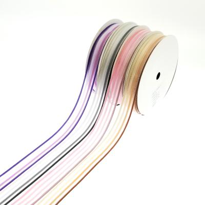 China New Design Woven Organza Mesh Colored Stripe Ribbon For Spring for sale