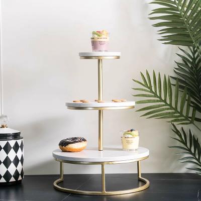 China Cupcake Viable Marble Stand Baking Trays For Party Round Cup Cake Stand Display 3 Tier Marble Cake Stand Diy for sale