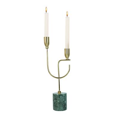 China Eco-friendly Home Decoration Table Candle Holder Restaurant Marble Candlestick Tall Candle Jar for sale