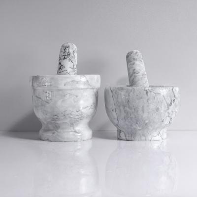 China Viable New Design Unpolished Marble Mortar Pestle Set For Grinding Herbs Spice Make Guacam Mortar And Pestle for sale