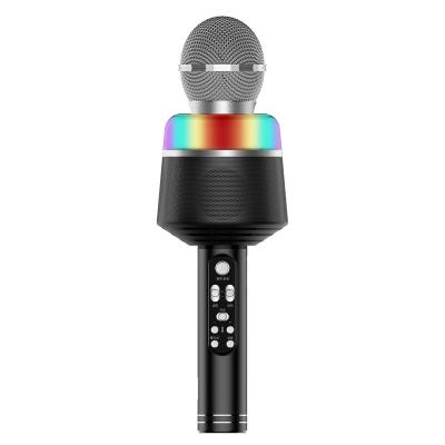 China Wireless Handheld Microphone Karaoke Microphone Speaker Machine with Multicolor LED Lights Portable Handheld Rock Gift Home Party for sale