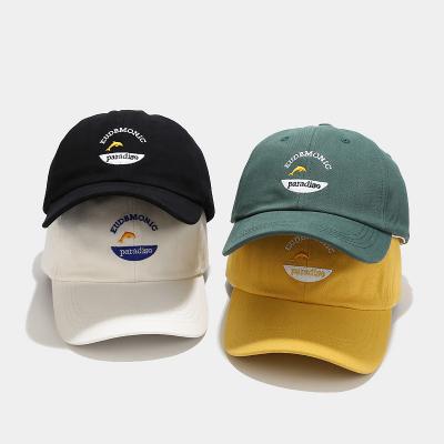 China Wholesale Cool Hat Male Female Peaked Sun-fag Small Korean English Soft Top Baseball Cap JOINT/Dolphin Spring Hat Summer Harajuku for sale