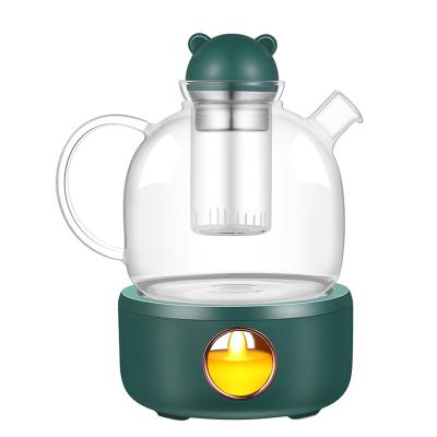 China Home Appliance Outdoor Thermostatic Glass Creative Candlelight Teapot Heat Insulation Mat Cup Electric Kettle for sale