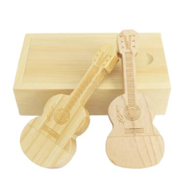 China Logo Wood USB Stick 32GB Pendrive 16GB Wooden Guitar USB Drive Instant Wood Engraving Wedding Gift for sale