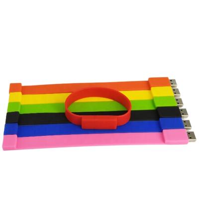 China Convenient Ideal USB Flash Drive Dongle Silicone Gifts Saving Data Customizable Logo Printing Wristband USB Stick Data Free Initial Charge for sale