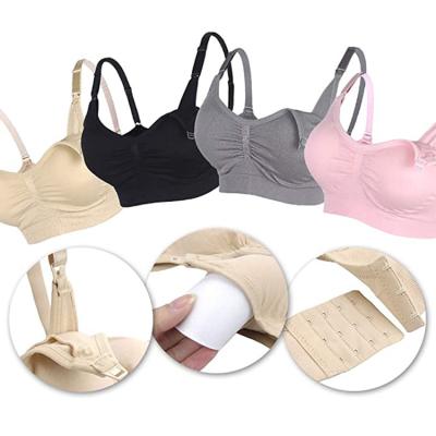 China Maternity Pregnancy S-XXL Seamless Sleep Anti-Allergy Full Bust Nursing Care Nursing Bra With Supplements And Extra Bralette Clips for sale