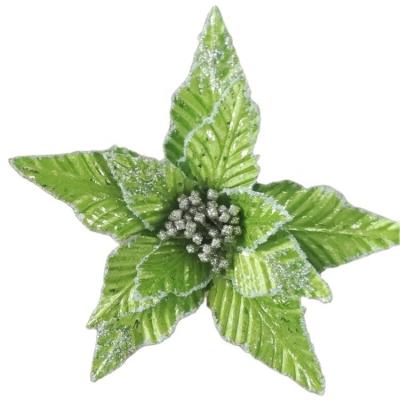 China Fashional Artificial Green Flowers Poinsettia Christmas Flowers For Wedding Home Decoration for sale