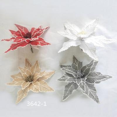 China Fashional Christmas Decoration Tree Flower Gray Yellow White Red Colors Plastic Flower Decorations Artificial Flowers For Christmas for sale