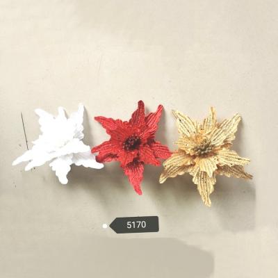 China Fashional New Arrivals Decorative Christmas Tree Flowers Glitter Artificial Christmas Ornaments Hollow Out Wedding Party Flowers for sale