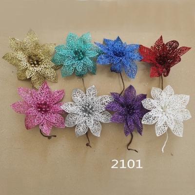 China Fashional Floral Glitter Magnolia Christmas Pick Wholesale for sale