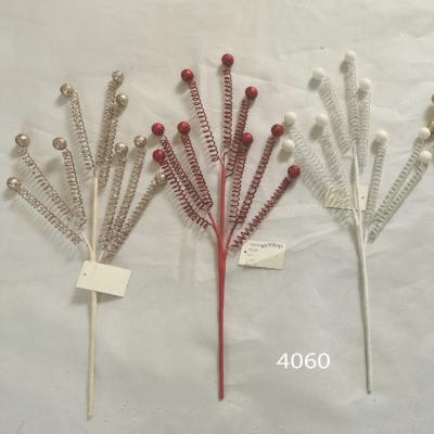 China Beautiful Selection Fashional Glitter Plastic Fern Spray Christmas Floral Picks for sale