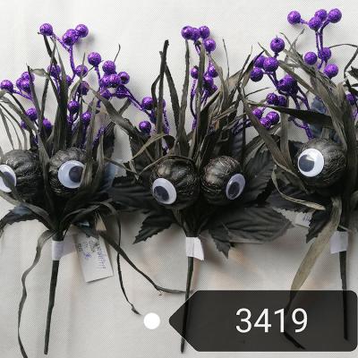 China Halloween-Fashional Picks Hot Sale Artificial Black Floral Decor With Purple Berry Round Home Halloween Decoration Set for sale