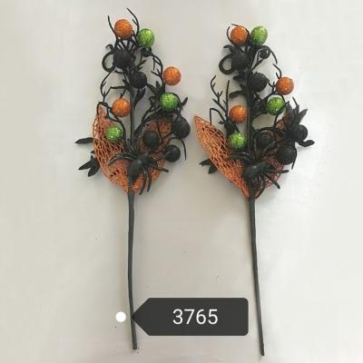 China Fashional Good Quality Halloween Artificial Outdoor Decoration Glitter Decorative Colorful Ball With Spider Picks Branch for sale