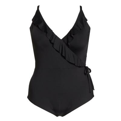 China New Breathable Wholesale Swimwear Cross Ruffle Woman Bikini One Piece Plus Size Swimsuit for sale