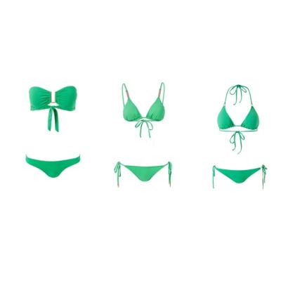 China Barcelona fashion show woman designer sexy bikinis green u trim bandeau bikini custom made bikinis for sale