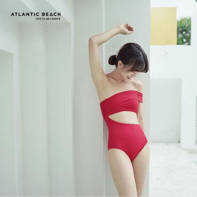 China Sexy Retro Atlantic Style Strapless Sexy Beach Women's Swimwear Maiden One-Piece Swimsuit OEM/ODM for sale