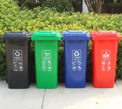 China Sustainable Hot Selling Heavy Duty Outdoor Recycling HDPE 2 Wheels Plastic Trash Can Garbage Bins With Various Sizes for sale