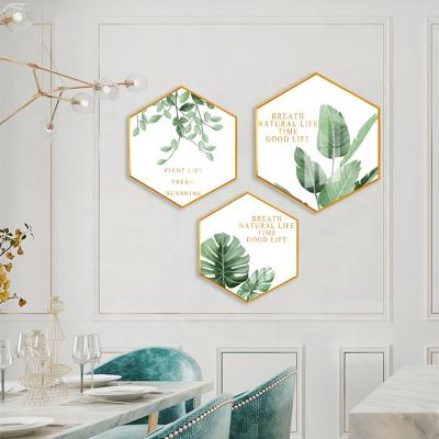 China Waterproof+ECO-Friendly A2109004 HY Aluminum Alloy Modern Landscape Painting Wall Art Picture Frame Hexagonal Decorative Canvas Painting for sale