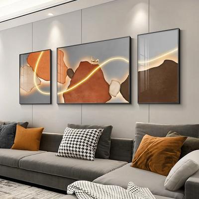 China Waterproof+ECO-Friendly Triptych Modern Abstract Painting Wall Art Canvas Decorative Metal Painting Picture Frame AF2109026 HY for sale